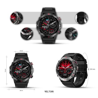 6. VELTORI VT110-1 Smartwatch Black Silicone Strap