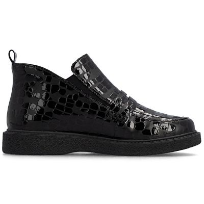 8. Women's patent leather ankle boots crocodile black Rieker 71150-00