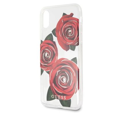 3. Guess Flower Desire Red Rose iPhone X Case - Transparent