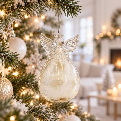 5. MOULDED GLASS BAUBLE ANGEL 11 CM SASKA GIFT & DECOR