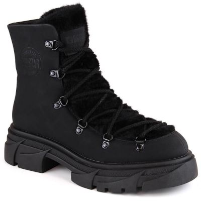 Big Star W INT1926A black fur platform ankle boots