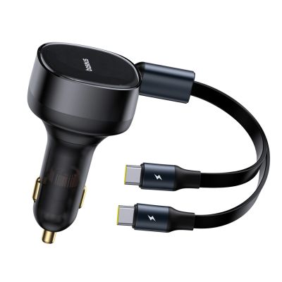 Baseus Enjoyment Retractable 2-in-1 Car Charger C+C 33W Cluster Black