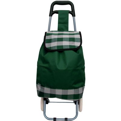 3. TROLLEY SHOPPING BAG ON WHEELS WITH FRAME 31L GREEN WHITE