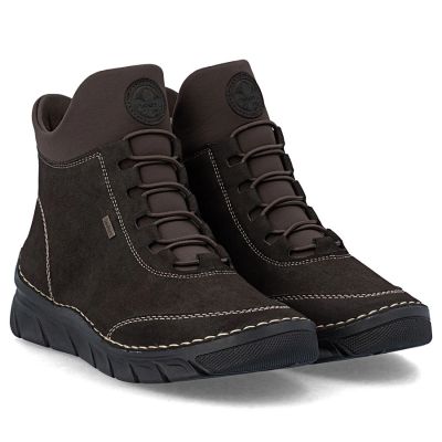 10. Women's comfortable insulated ankle boots chocolate brown Rieker 55069-25