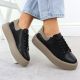 3. Women's leather platform sneakers, black, Filippo DP6119