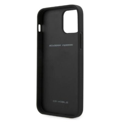 7. Ferrari FESAXHCP12LBK iPhone 12 Pro Max 6.7" black/black hardcase On Track Carbon Stripe
