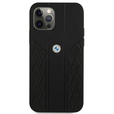 3. BMW Leather Curve Perforate Case for iPhone 12 Pro Max - Black