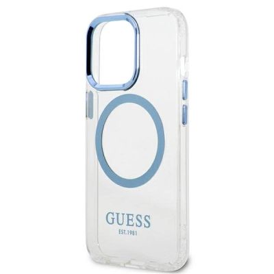 6. Guess Metal Outline MagSafe Case for iPhone 13 Pro / iPhone 13 - Blue