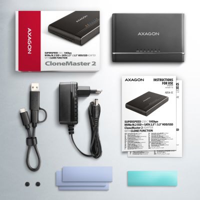 9. Axagon ADSA-CC USB-C 10Gbps - NVMe M.2 SSD & SATA 2.5/3.5 SSD/HDD CLONE MASTER 2 - Digital/Daten - NVMe USB 3.2 Gen 2 (3.1 Gen 2) Type-C Black