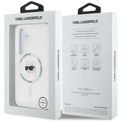 8. Case Karl Lagerfeld Button Karl Head Printed Logo MagSafe Samsung Galaxy S25 white