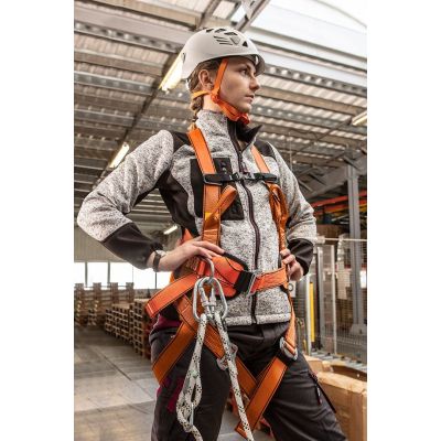 Belay kit with hip belt and shock absorber