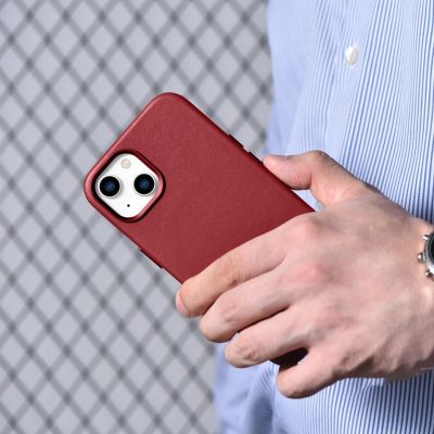 20. iCarer Case Leather case cover made of natural leather for iPhone 14 Plus red (compatible with MagSafe)