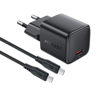2. Acefast A118 30W GaN USB-C Wall Charger with USB-C - USB-C Cable 1.2m - Black