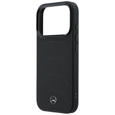 6. Mercedes Leather Mesh with Bow Line MagSafe Case for iPhone 17 Pro - Black