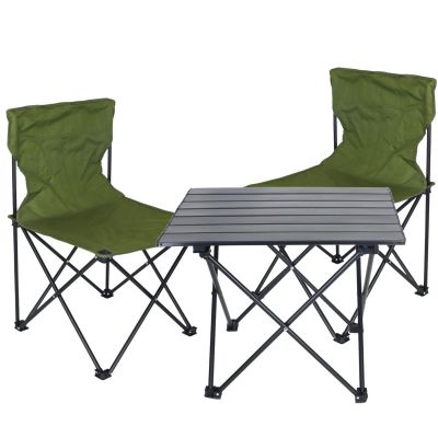 20. FOLDABLE TOURIST SET 3IN1 TABLE AND 2 CHAIRS GREEN ENERO CAMP