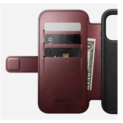 7. NOMAD Modern Leather Folio - MagSafe-compatible leather case for iPhone 17 Pro, Horween leather (burgundy)