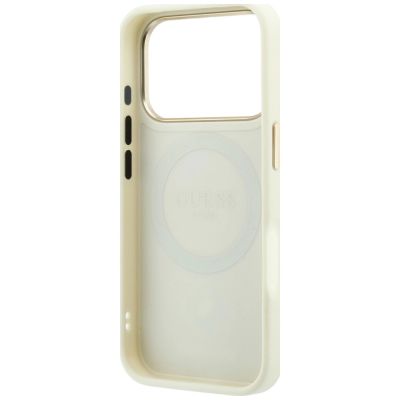 7. Guess Peony 4G Small Logo MagSafe Case for iPhone 17 Pro Max / 18 Pro Max - Beige