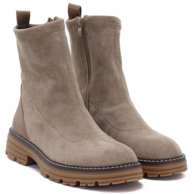 4. Women's beige suede ankle boots M.Daszyński SA259-2
