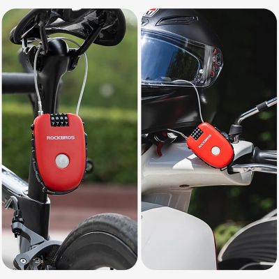 13. Rockbros 32420981001 bicycle lock with retractable cable - red