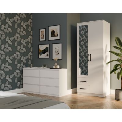5. ROMANA WARDROBE 80X205 WHITE WITH MIRROR