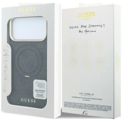 8. Guess Ring Stand 360 4G Classic Logo MagSafe Case for iPhone 17 Pro Max / 18 Pro Max - Black