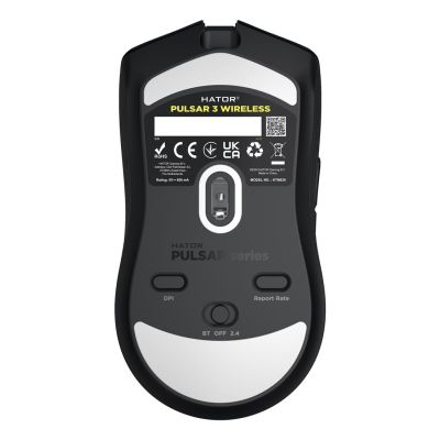 6. HATOR Pulsar 3 Wireless Gaming Mouse Ambidextrous RF Wireless + Bluetooth + USB Type-C Optical 12000 DPI