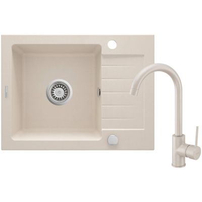 Granite sink with tap, 1-bowl, with drainer ZQZA511A 5907650875505