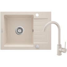 Granite sink with tap, 1-bowl, with drainer ZQZA511A 5907650875505