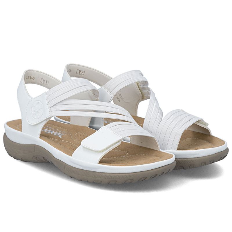 5. Comfortable women's sandals with Velcro and elastic bands, white Rieker 64870-81