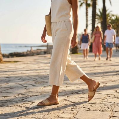 9. Women's beige beach flip-flops Filippo DK7899