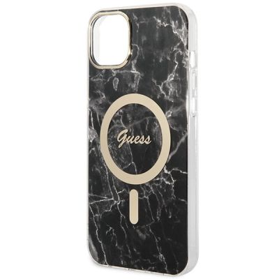 6. Set Guess GUBPP14SHMEACSK Case+ Charger iPhone 14 6.1" black/black hard case Marble MagSafe