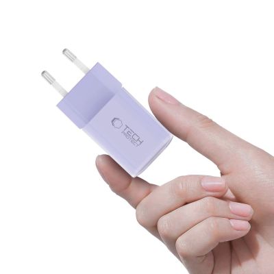 5. Tech-Protect NCM33 PD 33W QC3.0 USB-C / USB-C Wall Charger - Purple