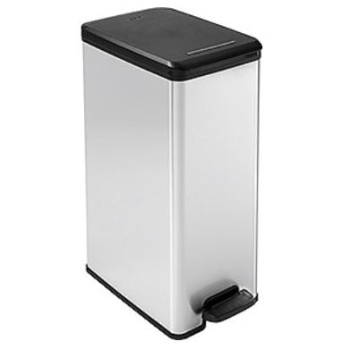 3. Curver Slim Bin 40L Square Plastic Black, Silver