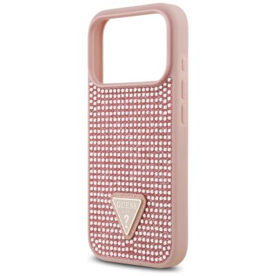 6. Guess Rhinestone Triangle Logo iPhone 17 Pro Case - Pink