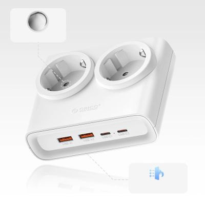2. Orico PDC25 25W 6in1 Power Strip 2x AC + 2x USB-A + 2x USB-C - White