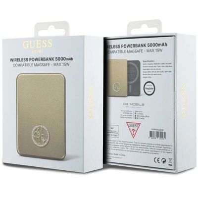 5. Guess MagSafe 4G Strassed Metal Logo induction power bank 15W 5000mAh - gold