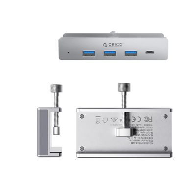 2. Orico MH4PC Hub Clamp-Mounted USB-C / 3x USB-A 3.0 + 1x USB-C 3.0 - Silver