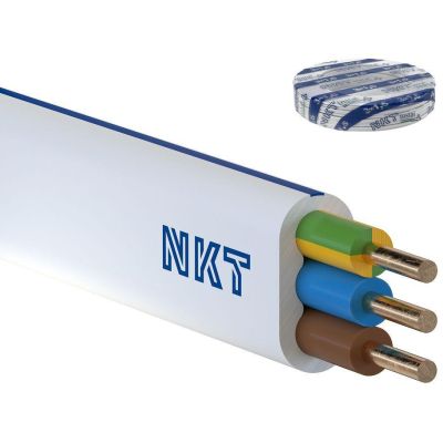 Installation cable flat wire 450/750V class 1 YDYP 3X1.5 ŻO NKT white