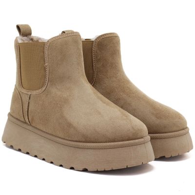 8. Waterproof women's ankle boots, snow boots, platform boots, beige, Big Star UU274173