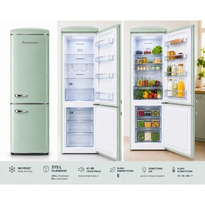 4. Ravanson LKK-315RM Retro Refrigerator 597mm x 707mm x 1943 mm | 315l | Total No Frost | Class E | Mint