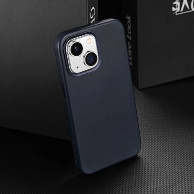 11. Dux Ducis Naples case for iPhone 14 Plus magnetic leather case MagSafe blue