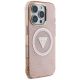 4. Guess IML Metal Glitter 4G Circle Triangle MagSafe Case for iPhone 16 Pro - Pink