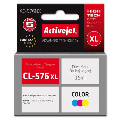 Activejet AC-576NX Ink (Canon CL-576XL replacement; Supreme; 15 ml; color: blue, yellow, red)