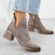 6. Women's suede ankle boots with openwork heels, gray, Potocki SZ12356