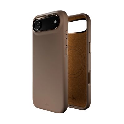 4. Puro Icon Mag Pro Liquid Silicone Case for iPhone 17 Air, MagSafe Compatible, with Camera Protection and Aluminum Buttons - Brown