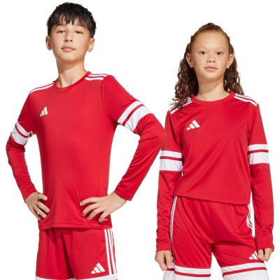 7. adidas Squadra 25 Long Sleeve Jersey for Kids Red and White JJ0041