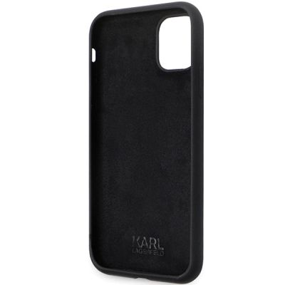 7. Karl Lagerfeld KLHCN61SMHKNPK case for iPhone 11 / Xr - black Silicone Ikonik Metal Pin