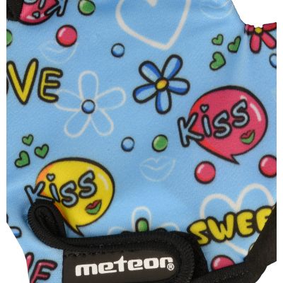 4. Cycling gloves Meteor Junior Kiss Love blue do not exhibit