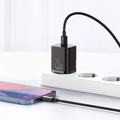 12. Baseus Super Si 1C fast charger USB Type C 20W Power Delivery + USB Type C - Lightning cable 1m black (TZCCSUP-B01)