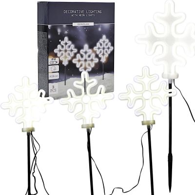 DECORATIVE LAMPS OUTDOOR PATH STICK 3 PCS SNOWFLAKE NEON